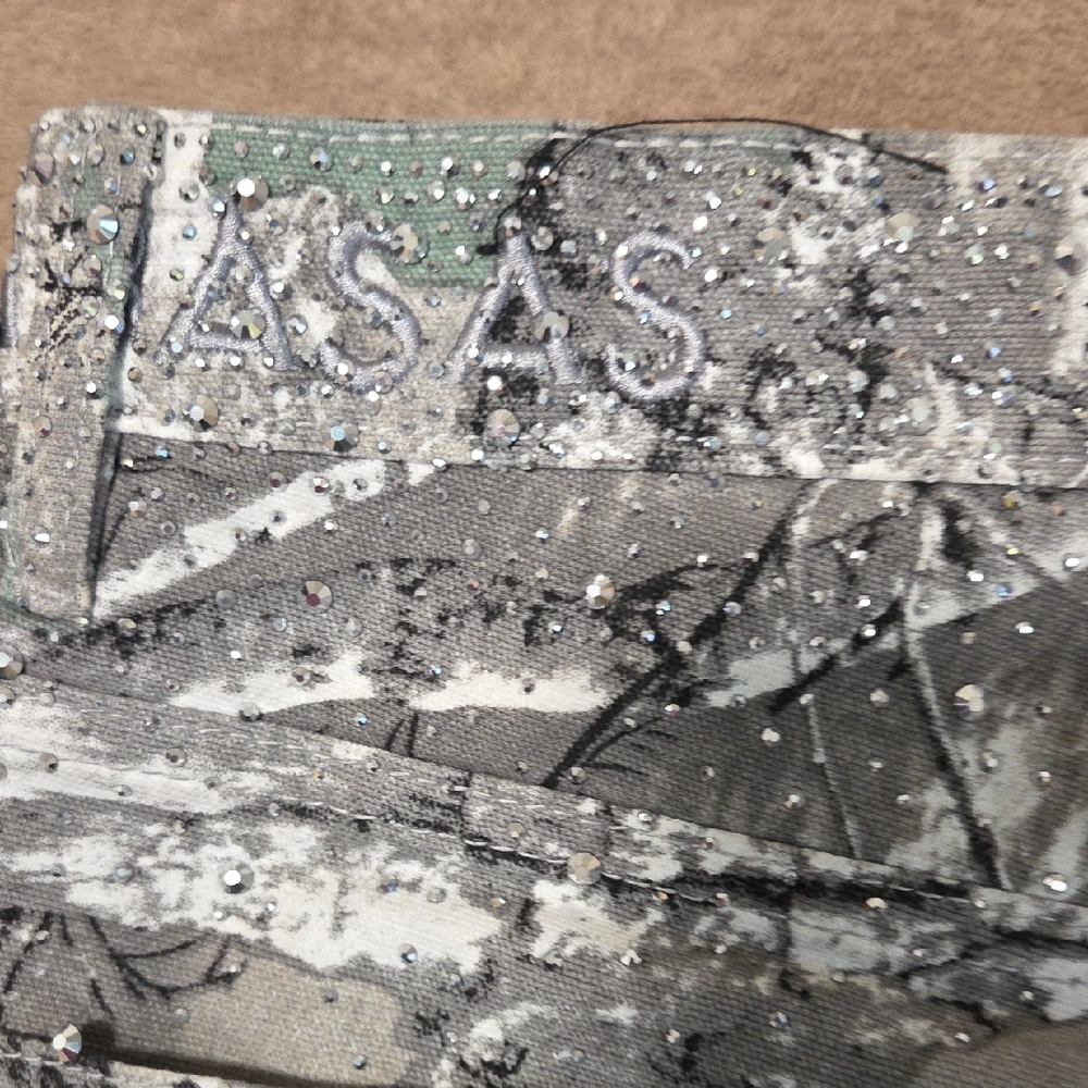 Valabasas Silver Embellished Men Camouflage Flare Jeans Size 30 - Picture 5 of 10